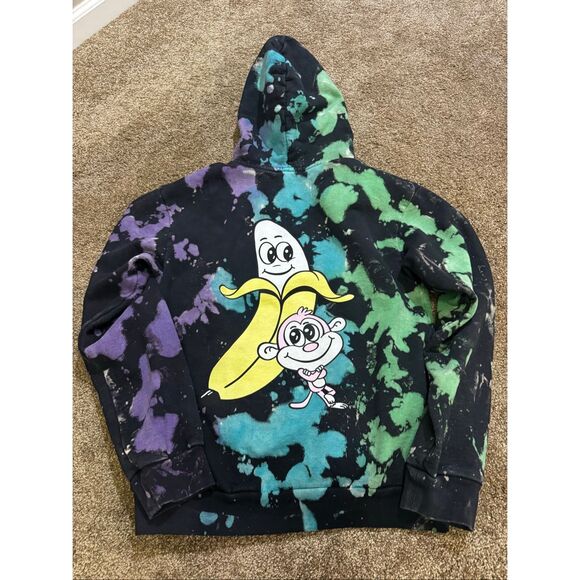 Bananas Monkey Men's Multicolor Tie Dye 100% Cotton Pullover Hoodie Small NWOT - Picture 4 of 4